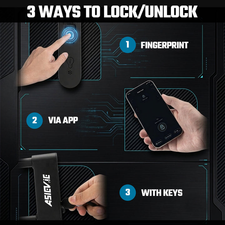 ASIEVE Smart Bike U Lock with Fingerprint & App Control