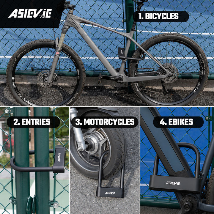 ASIEVE Smart Bike U Lock with Fingerprint & App Control