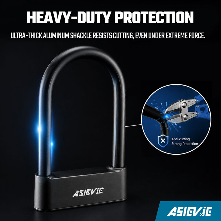 ASIEVE Smart Bike U Lock with Fingerprint & App Control